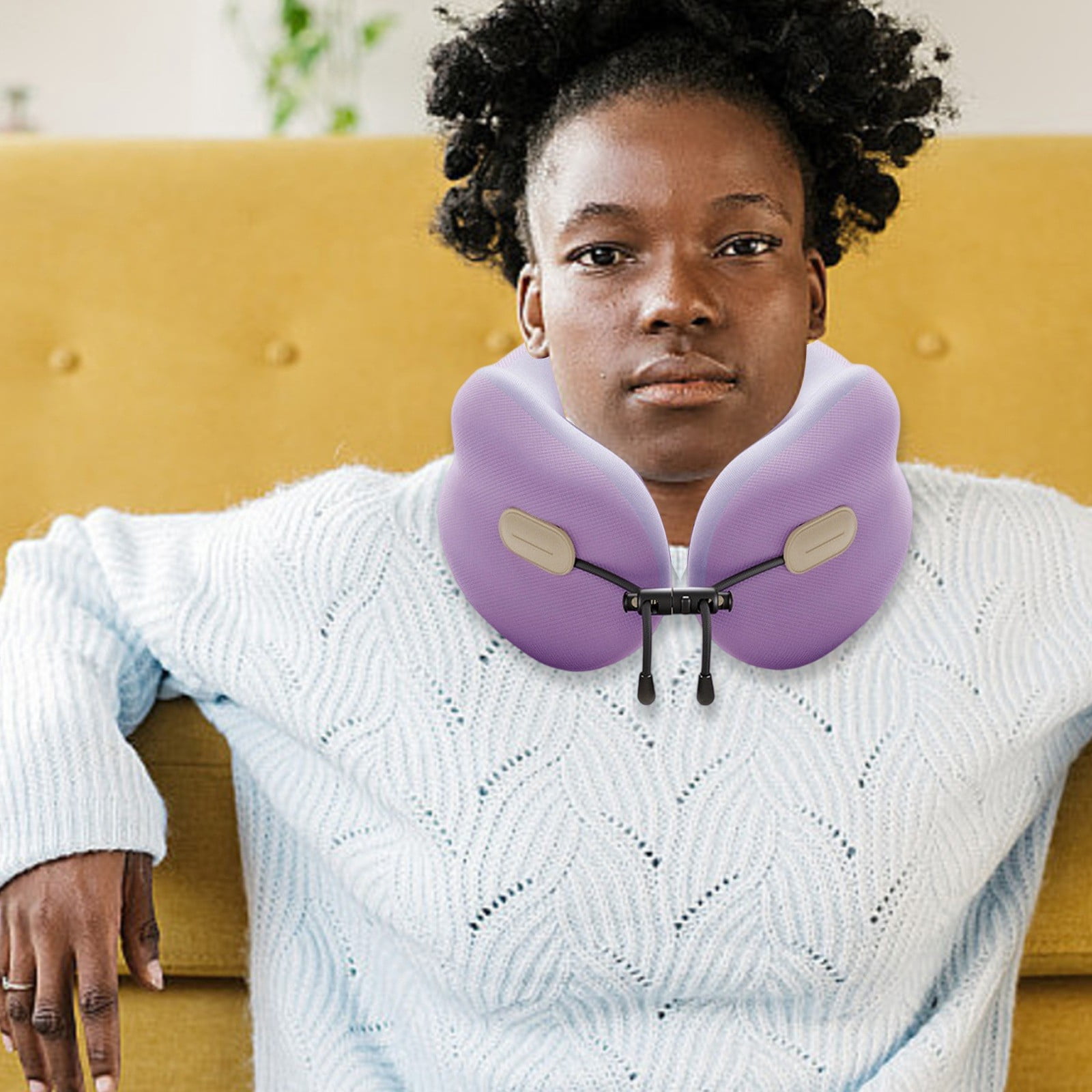 Ergonomic Travel Neck Pillow for Airplane Car and Camping Comfort Support with Memory Foam Polyester Design