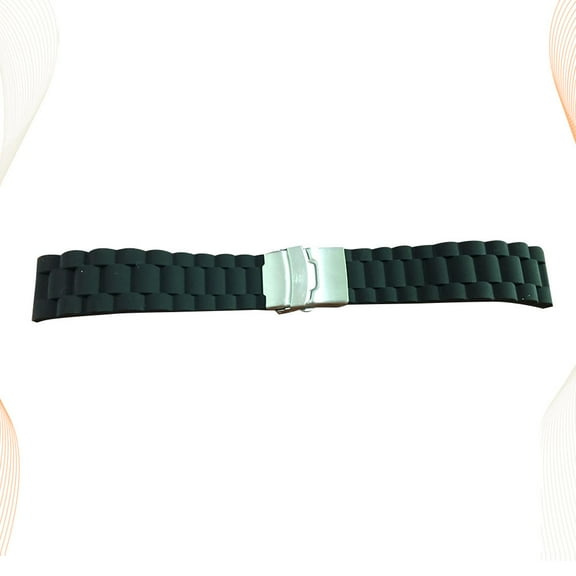 FENGGUIQU Black Silicone Watchband 1 Pack, Comfortable and Strap for Everyday Wear and All Occasions