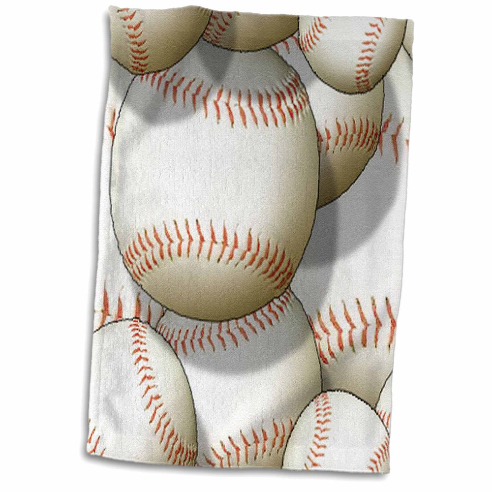 3dRose Baseball Pattern Towel, 15 by 22inch