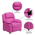 thumbnail image 6 of BizChair Deluxe Padded Contemporary Hot Pink Vinyl Kids Recliner with Storage Arms, 6 of 13
