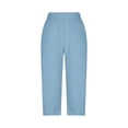 thumbnail image 5 of Inglocry Capri Pants for Women High Waist Straight Leg Stretch Pants Summer Work Golf Capris with Pockets Blue L, 5 of 9