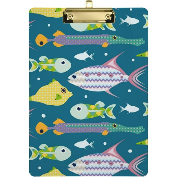 FMSHPON Fish Clipboard Hardboard Wood Nursing Clip Board and Pull for Standard A4 Letter 13x9 inches