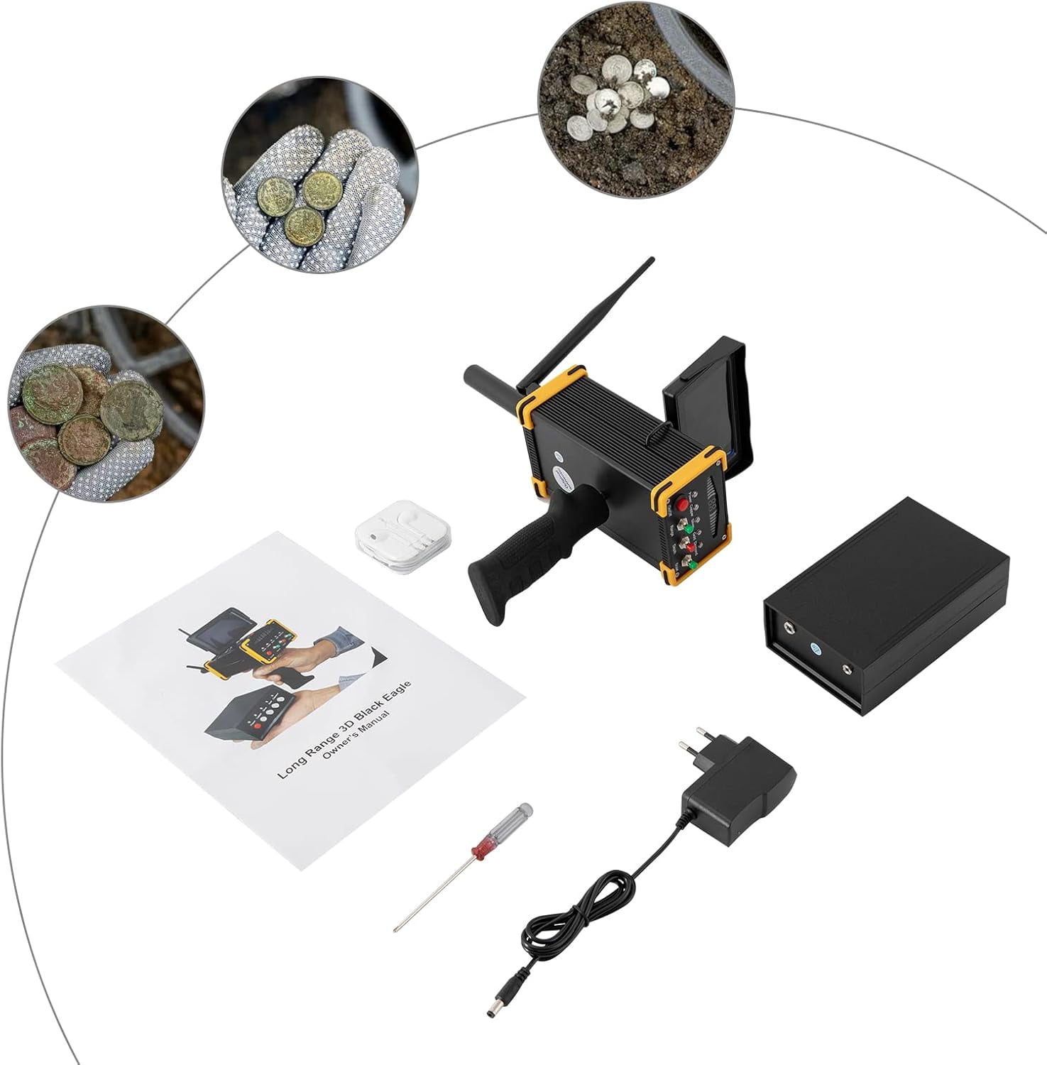 Gold Detector Detecting Machine, Metal Detector for Adults Professional Higher Accuracy Gold Silver Detectors Kit w/LCD Display, Underground Metal Finder, Automatic Rotation Search, 3248ft Range
