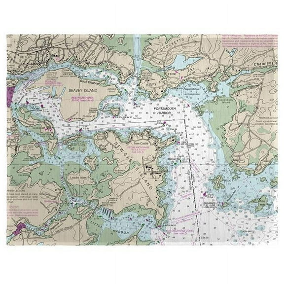 Betsy Drake PM13283PH 14 x 18 in. Portsmouth Harbor, NH Nautical Map Place Mat - Set of 4