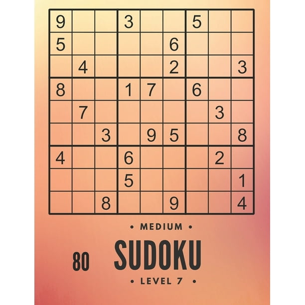 80 medium sudoku level 7 large print sudoku and solutions train your brain paperback walmart com
