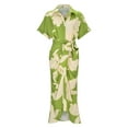 thumbnail image 4 of Kcodviy Robe d'Été Ajustée Élégante à Imprimé Floral pour Femmes Taille Haute Col Montant Courte Robes d'Été de Travail Robe Chemise à Manches, 4 of 8