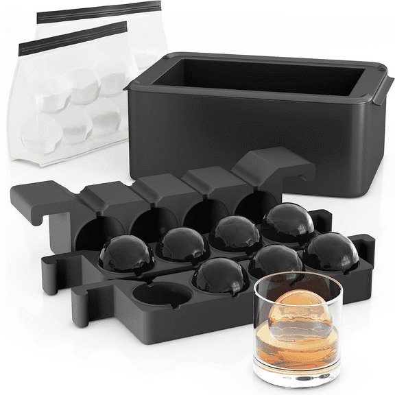 Gloppers Clear Ice Ball Maker for Whiskey, Circle Ice Cube Tray Make 2Inch Ice Sphere, Round ice Cube Trays for Freezer