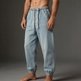 thumbnail image 7 of Xdegoge Denim Jogger Pants for Men Washed Trousers Cuffed Hem Relaxed Fit Elastic Waist Athletic Sweatpants with Pockets Casual Wear Daily Street Bottoms, 7 of 7
