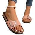 thumbnail image 5 of LTTVQM Womens Flat Sandals Arch Support Platform Open-Toe Slip-On Cork Footbed Slide Sandals Casual Lounge Adjustable Buckle Footwear for Beach Pink 42(US-9), 5 of 5