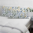 thumbnail image 4 of Blue Yellow Floral Spring Throw Pillow Cover, Pillowcase Protectors with Zipper, Breathable Decorative Lumbar Pillow Case Cover, Summer Pastoral Botanical Green Pillow Shams for Couch Sofa 12x20Inch, 4 of 8