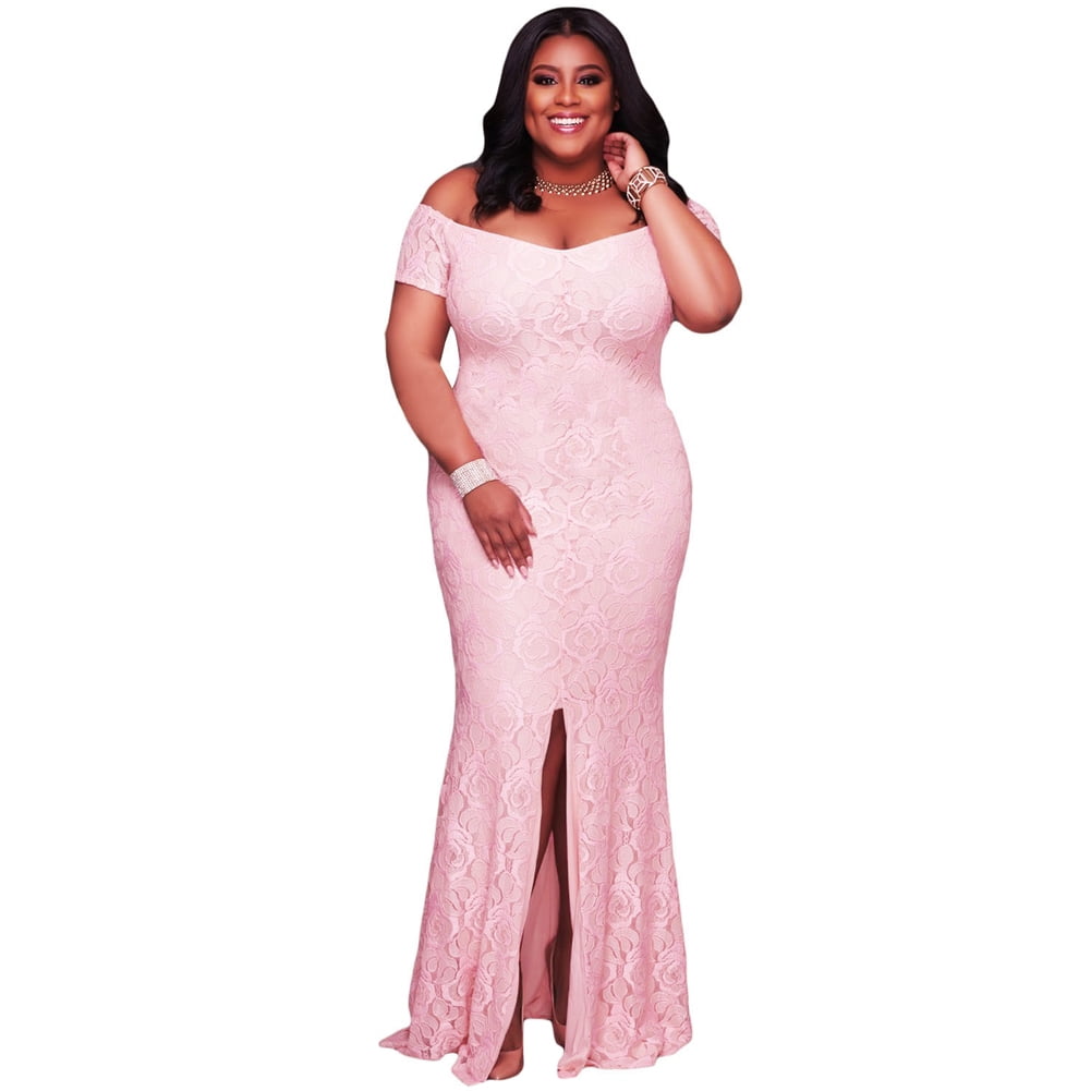 plus size pink and white dress