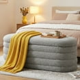 thumbnail image 2 of Furniliving Storage Ottoman Bench, Upholstered End of Bed Bench with Large Storage, Faux Teddy Entryway Bedroom Bench, Flipping Lid Storage Bench for Living Room, Bedroom, Entryway. Gray, 2 of 12