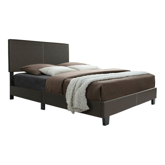 Home Bedroom Furniture Nora Faux Leather Upholstered King Panel Bed - Tobacco