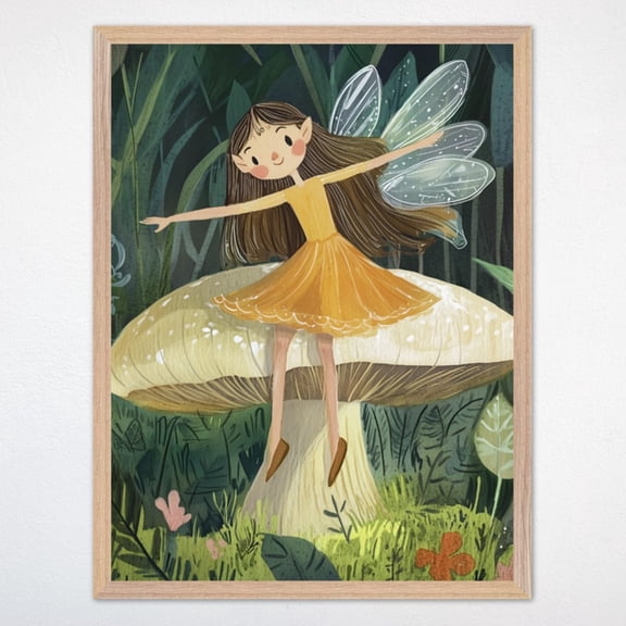 Fairy In Forest Wall Art, Whimsical Woodland Nursery Decor, Magical Fairy Tale Bedroom Poster For Girls Wall Art, Modern Wall Decor, 8x12 UNFRAMED