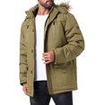 thumbnail image 4 of Abrigo de invierno cálido INSPIRE CHIC para hombres, forrado de felpa, grueso, con capucha, chaqueta S en amarillo y verde, 4 of 6