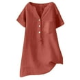 thumbnail image 2 of BILIKEYU Linen Blouse Short Sleeve Shirt for Women, Linen Tops for Women, Casual Shirts for Women, Button Down Shirts for Women, 2 of 3