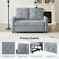 thumbnail image 6 of Euroco Convertible Chenille Sofa Bed with USB Charging Ports, Adjustable Backrest, Cup Holders & Pull-Out Design – Modern Loveseat Sleeper with Side Storage for Small Spaces, 6 of 8