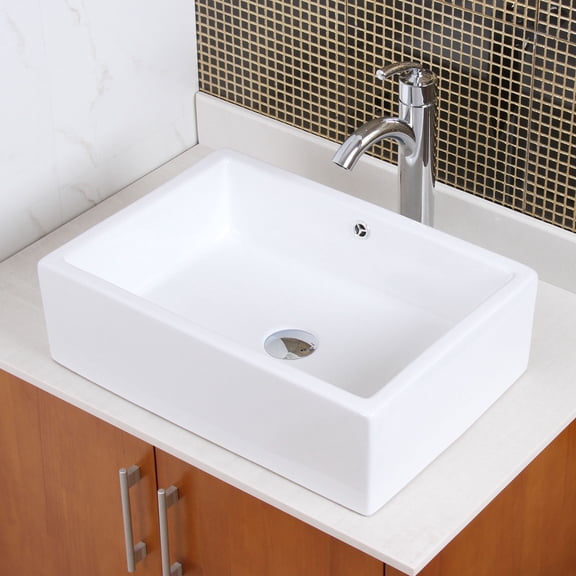 Elite Rectangular Ceramic Bathroom Sink with Overflow - C148 P08006ORB