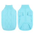 thumbnail image 3 of ZDM Small Dog Pullover Sweater, Cold Weather Cable Knitwear, Classic Turtleneck Thick Warm Clothes for Chihuahua, Bulldog, Dachshund, Pug (Peacock Blue, Small), 3 of 7