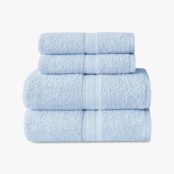 Mainstays Basics 4pk Towel Set, 2 Bath Towels, 2 Hand Towels, Light Blue