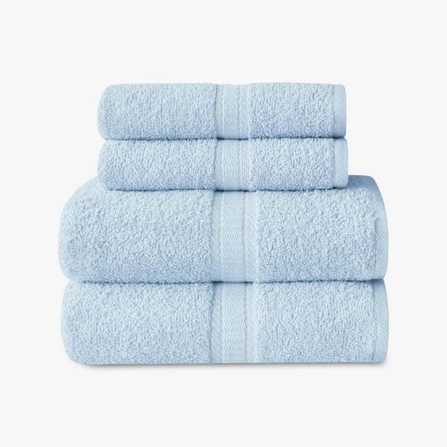 Ensemble de 4 pièces Mainstays Basics, 2 serviettes de bain, 2 serviettes à main, bleu pâle