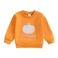 thumbnail image 4 of Nwiuh Toddler Baby Halloween Outfit Boy Girl Pumpkin Sweatshirt Crewneck Pullover Sweater Long Sleeve Shirt Fall Clothes (Orange, 6-12 Months), 4 of 6