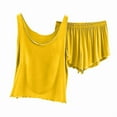 thumbnail image 6 of QUNYINEY Crew Neck Pajama Sets for Women Cotton Sleeveless Tank Top Solid Sleepwear Loose Fit Shorts Soft Women Sets 2 Piece Outfits, 6 of 6