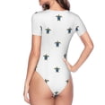 thumbnail image 4 of Haiem Hand Drawn Turtle Women's Crew Neck Short Sleeve Bodysuit Tops Stretchy Slim Basic-XX-Large, 4 of 9
