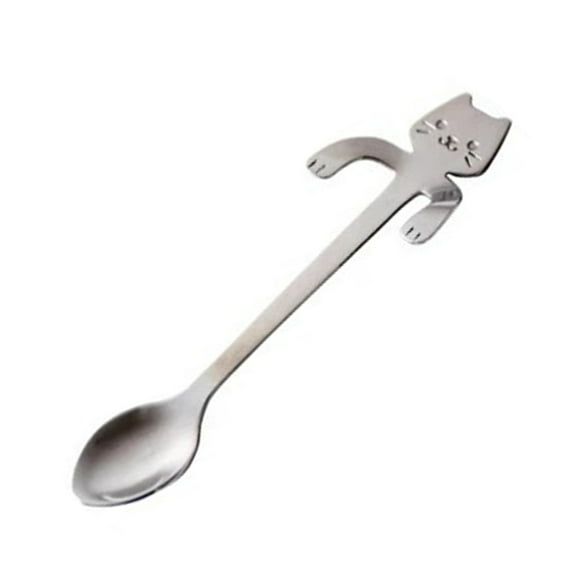 Homelife Cat Spoon Coffee Teaspoon Stainless Steel Hanging Cup Tea Spoon for Drink Mixing Cute Cat Shape Milkshake Jam Spoon Coffee Lover Gift