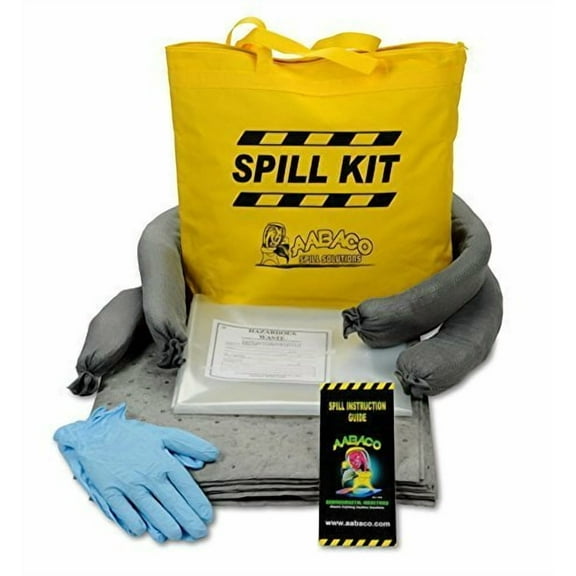 AABACO Universal Spill KIT  3 Kits - Perfect Spill Kits for Trucks - in Portable High Visibility Yellow Tote Bag for Spill Response  Chemical Or Oil Containment