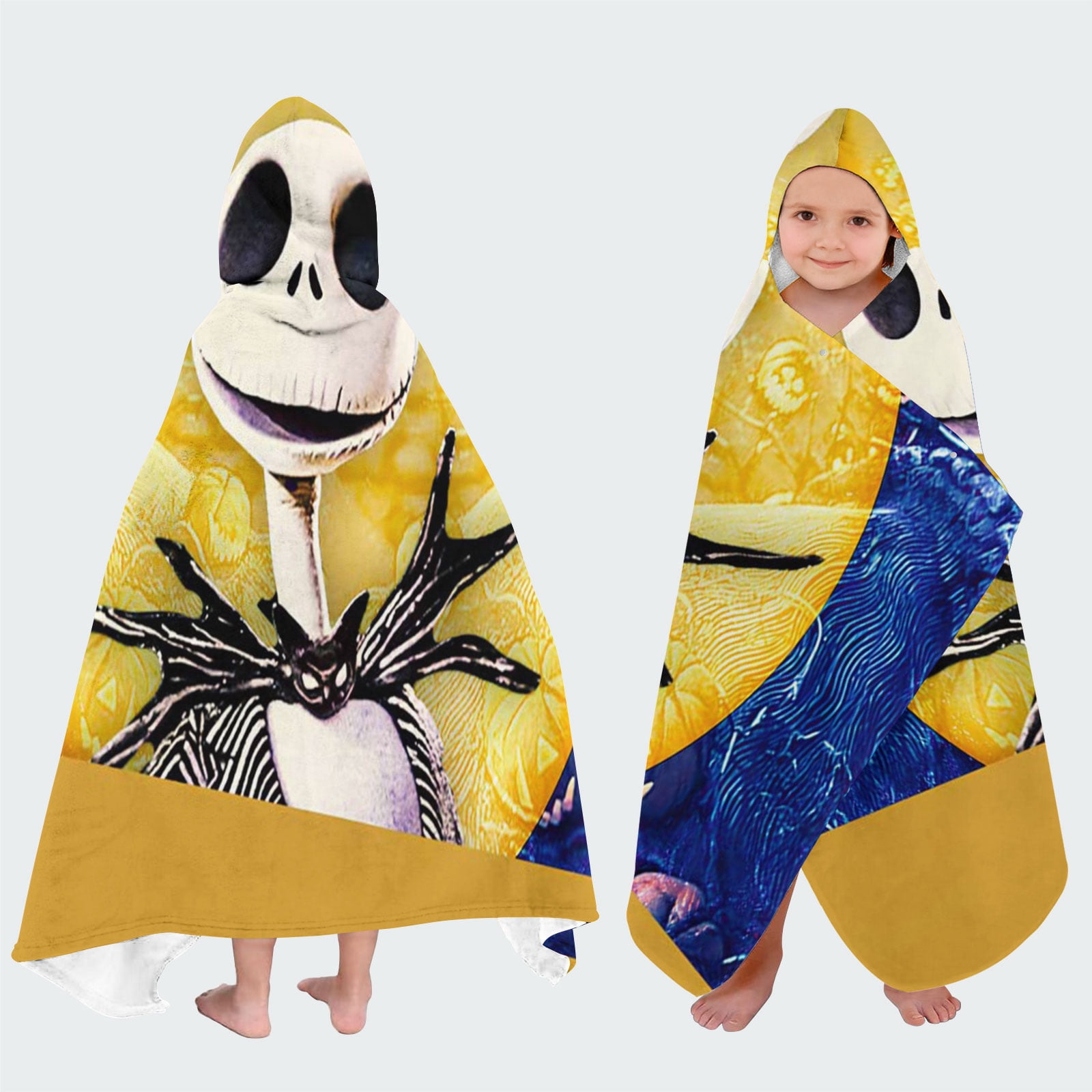 Nightmare Before Christmas Hooded Kids Beach Towels Microfiber Toddler Bath Hat Swim Cover-ups Poncho Absorbent Pool Wrap