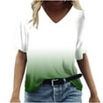 thumbnail image 2 of Womens Clothing Homenesgenics Womens Tops Plus Size Womens Summer Tops V Neck T Shirts Printed Tops Loose Casual Tshirts Green S, 2 of 5