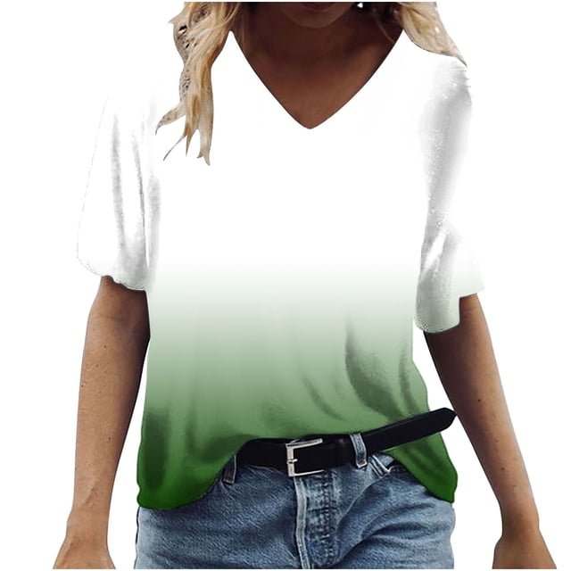 T-shirt à Col en V Femme Hauts d'Été pour Femmes T-Shirts à Col en V Hauts Imprimés T-Shirts Amples Décontractés T-Shirts d'Été pour Femmes T-Shirts à Col en V pour Femmes T-Shirts pour Femmes Été T-Shirts à Col en V pour Femmes
