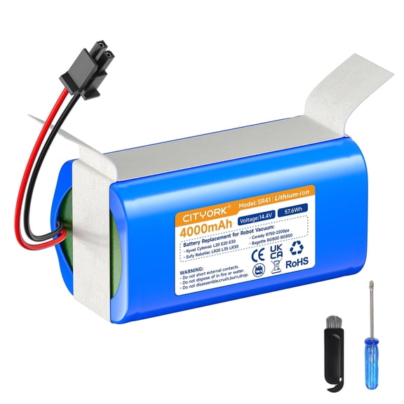 14.4V Rechargeable Li-ion 4000mAh Sweeping Mopping Battery for Kyvol Cybovac L20/E20/E30/E31 Coredy R750 -2200pa G800 G850, Tikom G8000 Pro, Bagotte BG800 BG850, Honiture G20 Pro Robot Vacuum Cleaner