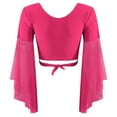 thumbnail image 4 of ZALDITA Women's 3/4 Tulle Flared Sleeve Wrap Tie Top Blouse Belly Dance Bolero Shrugs Cardigan Hot Pink One Size, 4 of 7