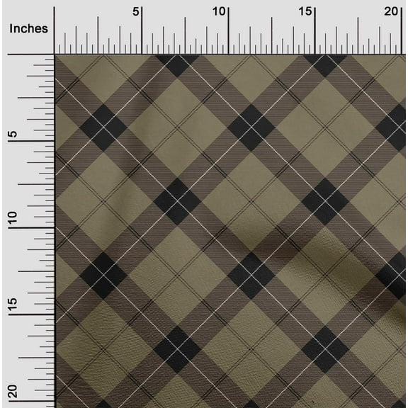 oneOone Organic Cotton Poplin Twill Fabric Tartan Check Print Fabric By The Yard 42 Inch Wide