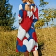 thumbnail image 5 of Red, White, And Blue Hearts-1 Women's 3/4 Sleeve Dresses Elegant A-Line Midi Dress Flare Summer Casual Sundress, 5 of 9