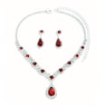 thumbnail image 1 of Elegant Wedding Bridal Jewelry Set with Pendant Necklace and Dangle Earrings - Inlaid Synthetic Gems for a Shimmering Look, 1 of 4