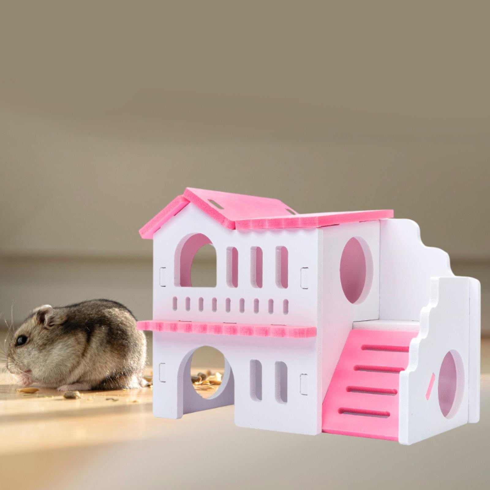 Bothyi Small Animal Hideout Exercise Toys Two Layers Hut for Gerbil Assemble Easily red white