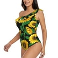 thumbnail image 3 of Picia Sunflower 1 Pattern Women's One Piece Swimsuits,One Shoulder Swimwear Asymmetric ,Ruffle Monokinis Bathing Suits,High Waisted Flattering Bathing Suits-Medium, 3 of 8
