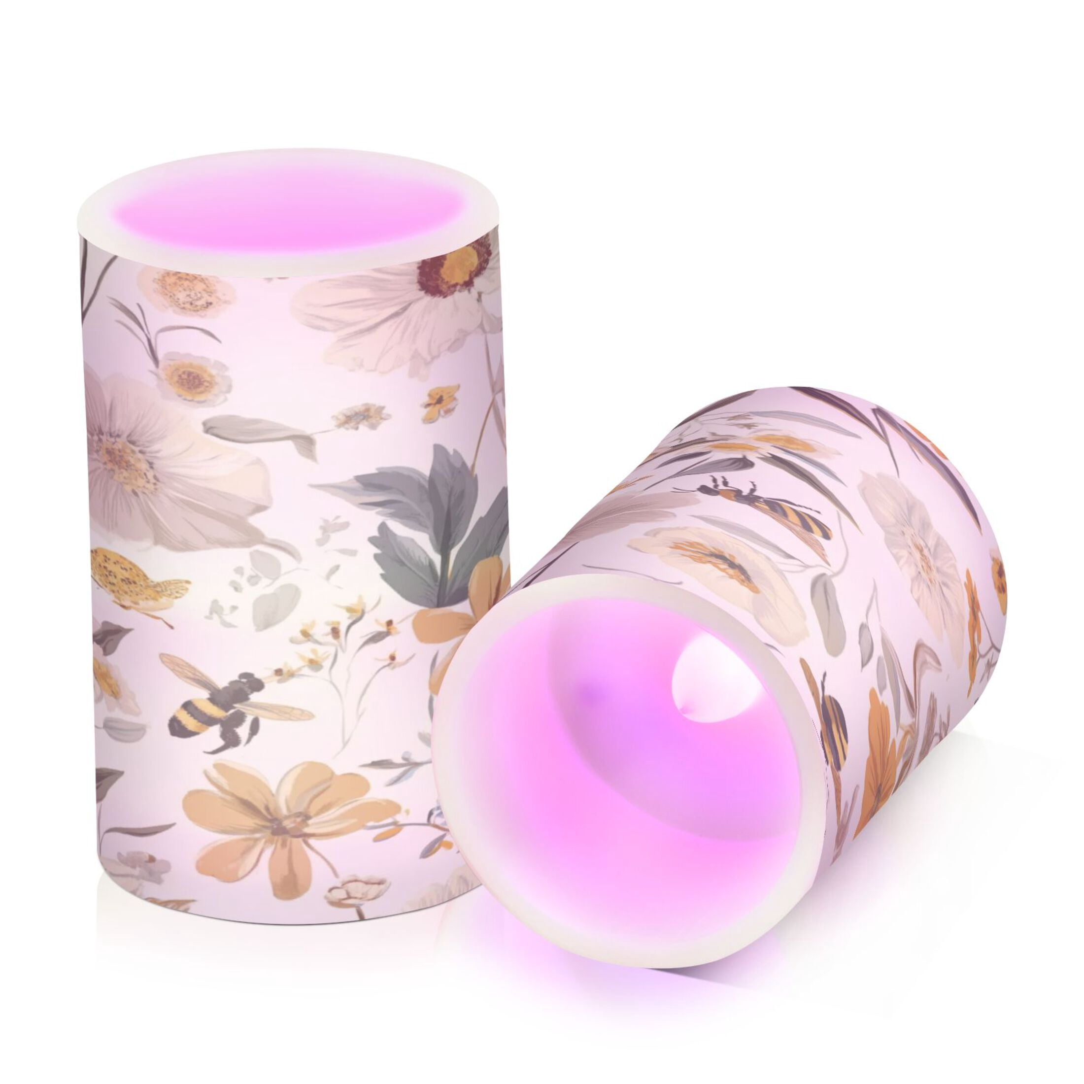 2 PCS Flameless Candles with Remote Timer LED Battery Operated Flickering Candle Light for Wedding Table Home Decoration Gifts Various Flowers and Bees