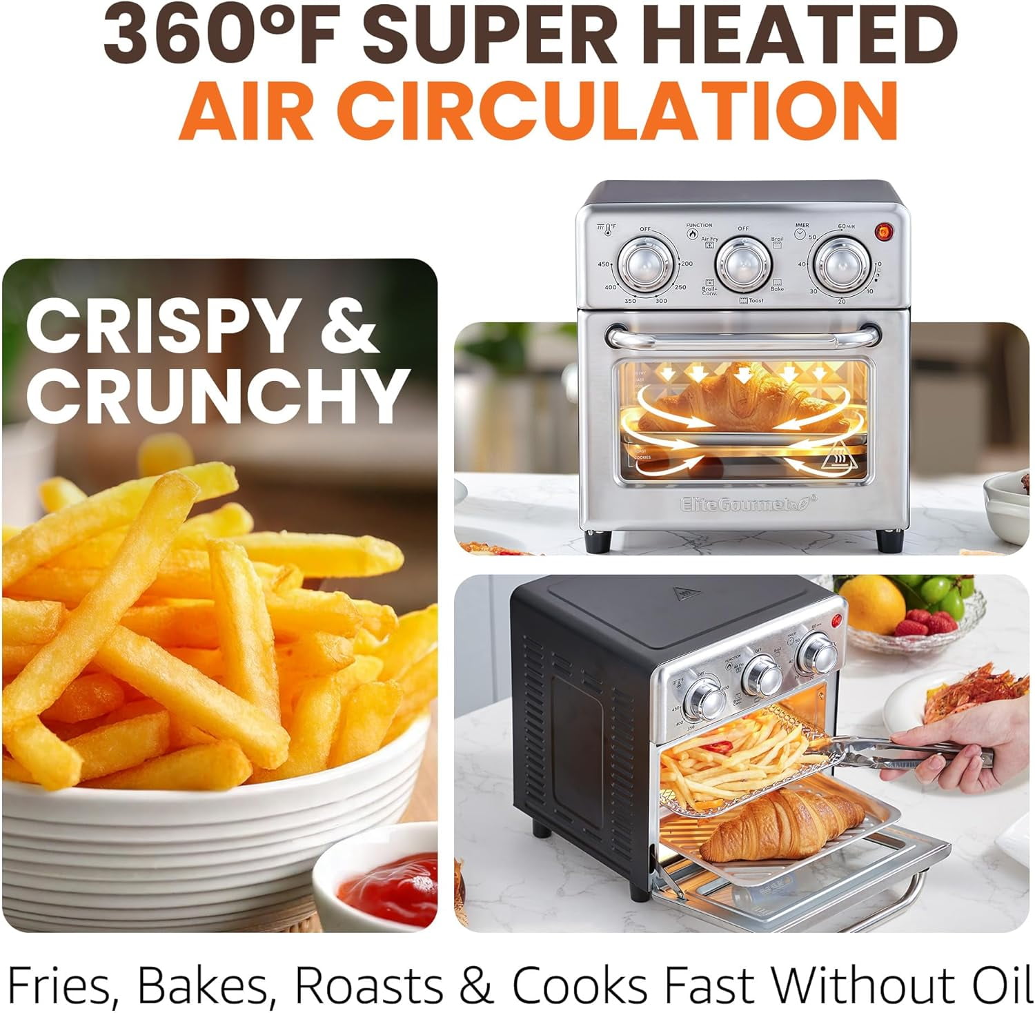 EAF0852SS 8.5Qt Air Fryer Oven with Stainless Steel Finish and Convection Technology