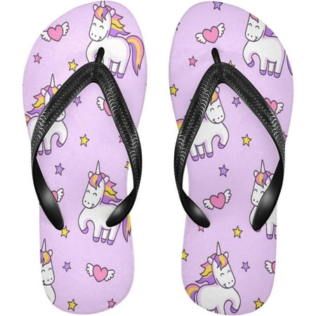 

Womens Men Cute Magic Unicorns Flip Flops Slip on Sandals Beach Shoes Casual Thong Sandal Indoor Outdoor