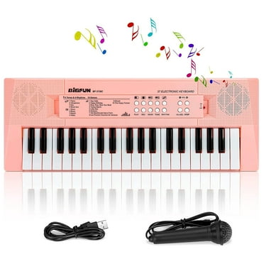 HAOTUTOYS Kids Piano Keyboard, 37 Keys Piano for Kids Music Piano with Microphone Portable Multi-Function Electronic Educational Musical Gift Toys for 3 4 5 6 Year Old Girls Boys Beginners (Pink)