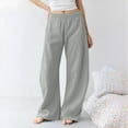 thumbnail image 7 of Wide Leg Sweatpants for Women Mid Waist Drawstring Pocketed Loose Baggy Pants Solid Color Casual Sport Trousers (XL, Gray), 7 of 7