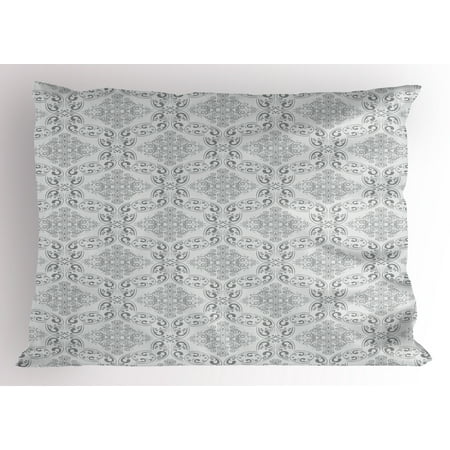 - Grey Pillow Sham Victorian Antique Tile Pattern with Royal Curlicues Old Rich Scroll Regency Motifs, Decorative Standard Queen Size Printed Pillowcase, 30 X 20 Inches, Grey Pale Grey, by Ambesonne