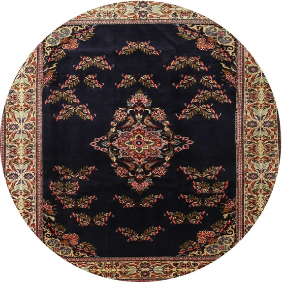 Ahgly Company Machine Washable Indoor Round Traditional Chocolate Brown Area Rugs, 4' Round