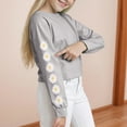 thumbnail image 5 of idosla Kids Crop Tops Girls Long Sleeve Tee Shirts Cute Daisy Pinted Fashion Sweatshirt Pullover Top (Light Gray, 4-5 Years), 5 of 5