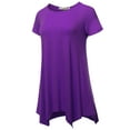 thumbnail image 2 of SSOULM INCH & FIT Women's Round Neck Short Sleeve Asymmetrical Hem Tunic Tank Top. Made in U.S.A, 2 of 5