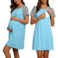 thumbnail image 2 of Diufon Nursing Dresses Breastfeeding 3 in 1 Labor/Maternity/Nursing Short Sleeve Round Neck Maternity Nightgown, 2 of 9